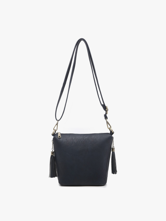 Dylan Crossbody w/ 2 Side Tassel Zippers: Navy