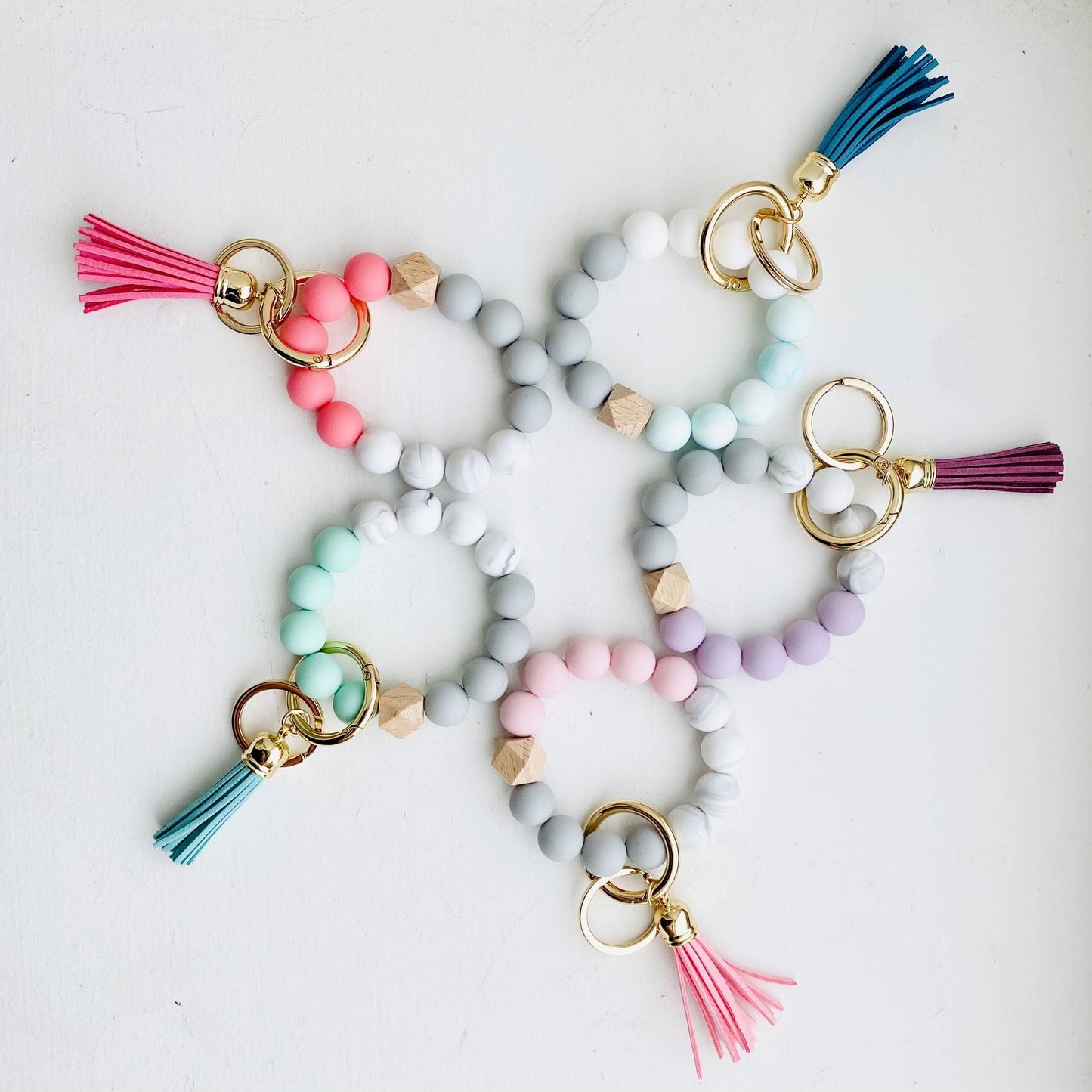 Pink Silicone Wristlet Key Ring