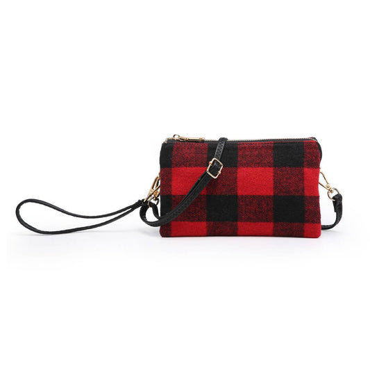 Riley Plaid 3 Compartment Crossbody/Wristlet