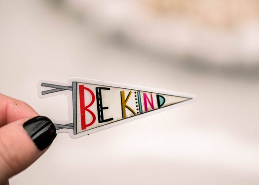 Be Kind Oat Flag Mini Vinyl Sticker, 2x1 in