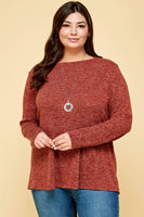 Solid Knit Top with Back Lace Detail - Plus Size