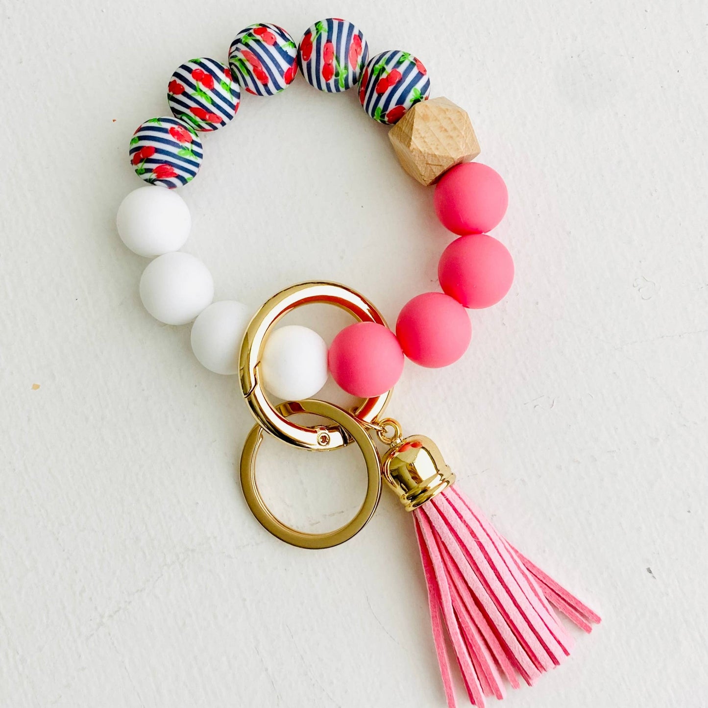 Cherry Silicone Wristlet Key Ring