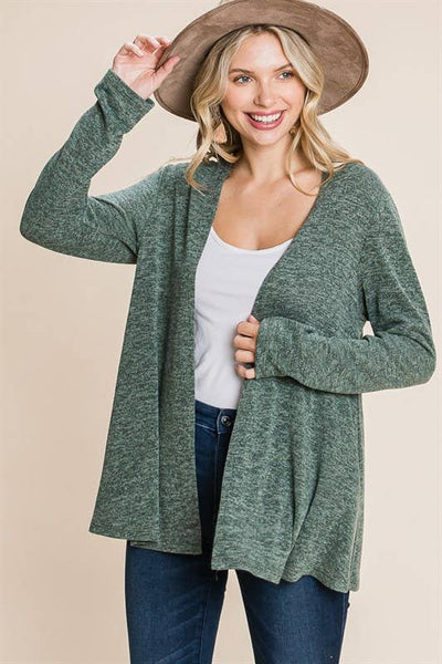 Solid Knit Open Front Cardigan - Plus Size