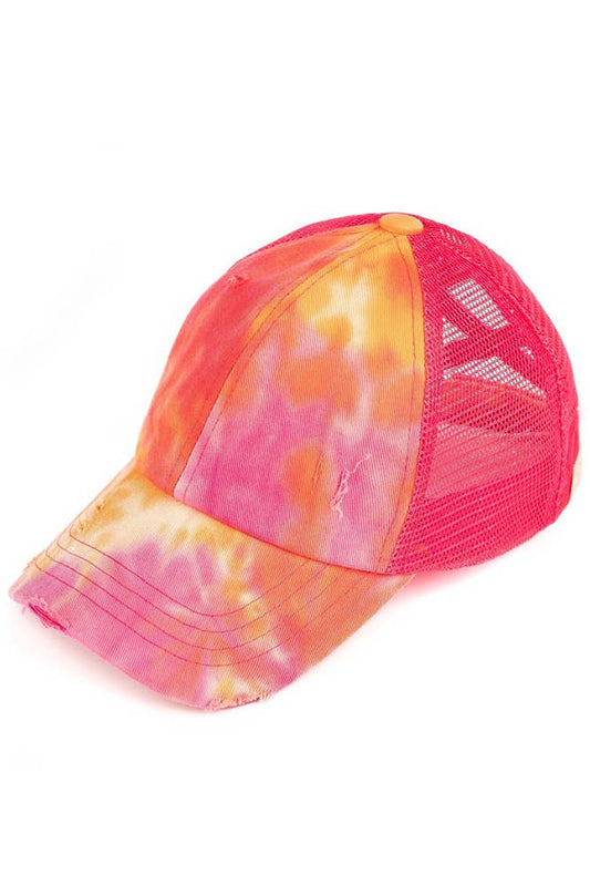 ORANGE Kids Tie Dye Kids Pony Cap with Mesh