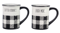 Ceramic Black and White Buffalo Plaid Mug