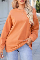 Orange Ribbed Corded Oversized Sweatshirt