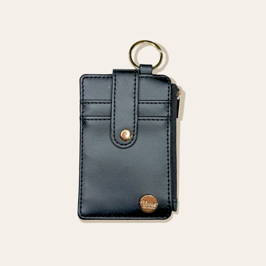 Solid Colored Keychain Card Wallet - Black