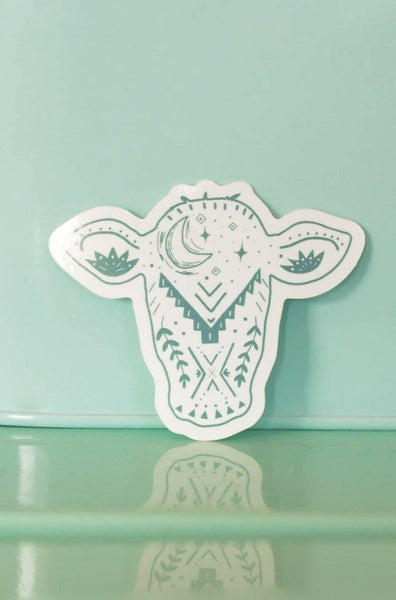 Midnight Heifer Sticker in Turquoise