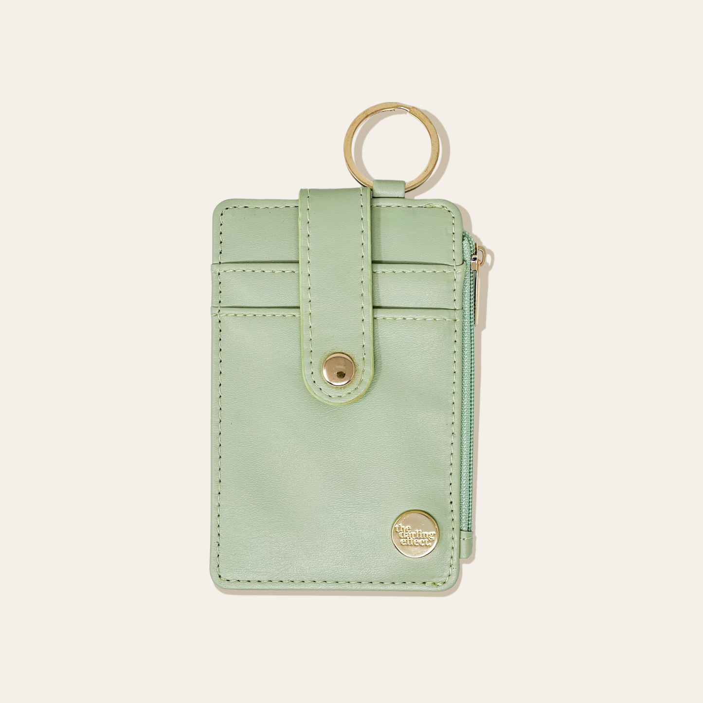 Solid Colored Keychain Card Wallet - Light Green