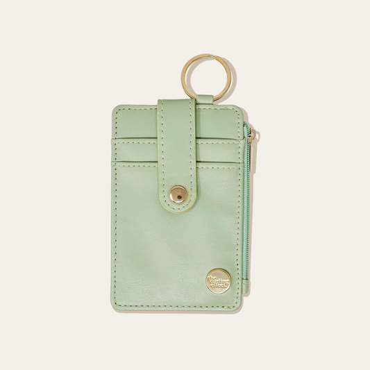 Solid Colored Keychain Card Wallet - Light Green