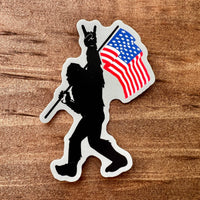 Bigfoot Carrying Flag Sticker