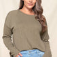 ROUND HEM WIDE KNIT TOP - MOSS GREEN