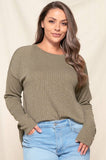 ROUND HEM WIDE KNIT TOP - MOSS GREEN