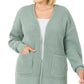 Waffle Cardigan Sweater (Plus) - Light Green